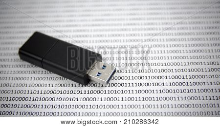 USB flash disk on binary code .