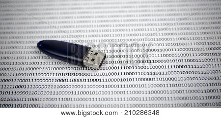 USB flash disk on binary code .