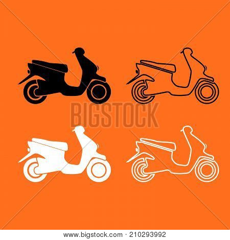 Scooter Black And White Set Icon .