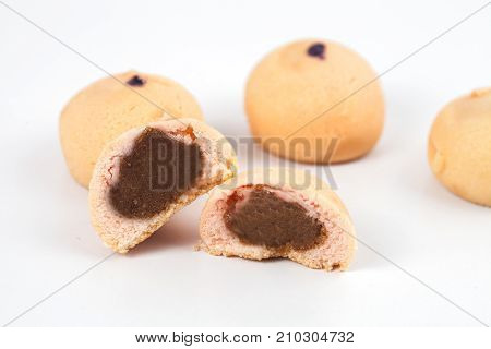 Mochi sweet dessert on white background isolate