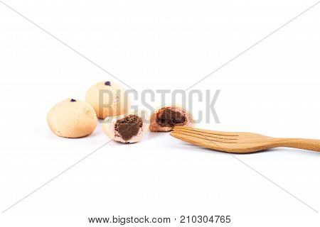 Mochi sweet dessert on white background isolate