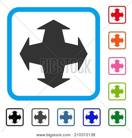 Directions icon. Flat grey pictogram symbol in a light blue rounded frame. Black, gray, green, blue, red, orange color additional versions of Directions vector. Designed for web and application UI.