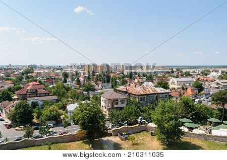 Aerial view of Targoviste city in Dambovita. It was the Romania's capital in the 15th and 16th century.