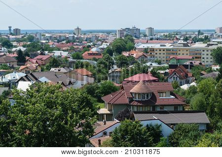 Aerial view of Targoviste city in Dambovita. It was the Romania's capital in the 15th and 16th century.