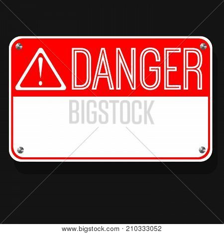 Danger Sign, vector. Flat Sign, Image. Print exclamation mark. Poster. Announcement about the dangers. Plate on the bolts.