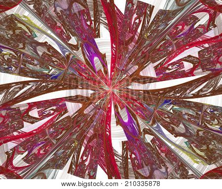 The kaleidoscopical composition in violet tones. Abstract kaleidoscope background. Beautiful kaleidoscope pattern. Multicolor mosaic texture. Unique design