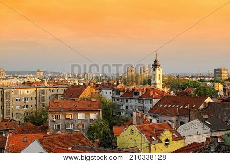 Panoramic view of Zemun rooftops in Belgrade,Serbia
