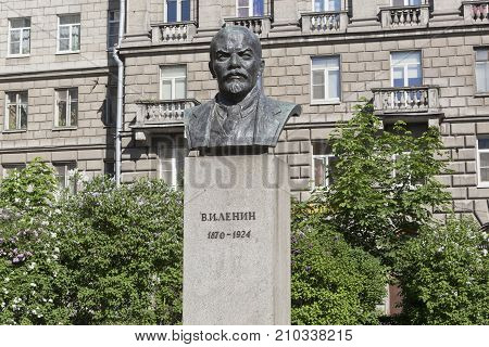 St. Petersburg, Russia - June 17, 2017: Monument to Vladimir Ilyich Lenin on the Bolshoy Prospekt of the Petrograd Side in St. Petersburg