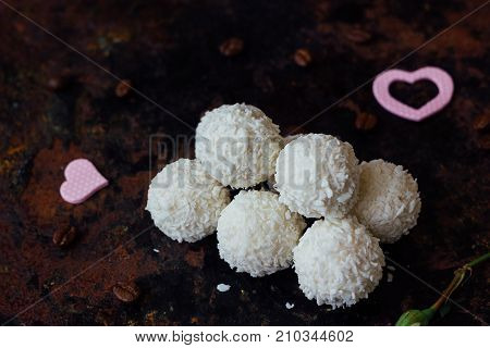 Beautiful white sweets - concept of romantic dessert