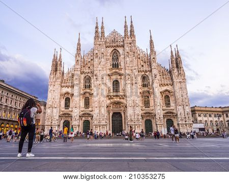 MILAN ITALY - AUGUST 092017: Milan Cathedral Duomo di Milano short after sunset.