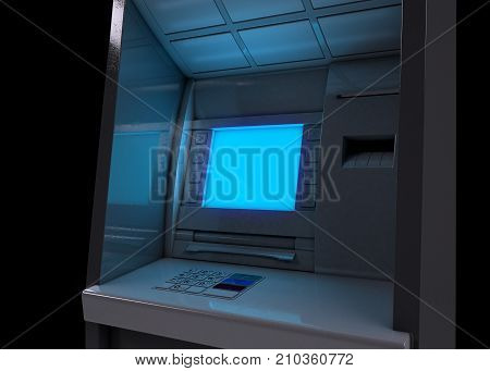 Atm Facade Closeup Illuminated