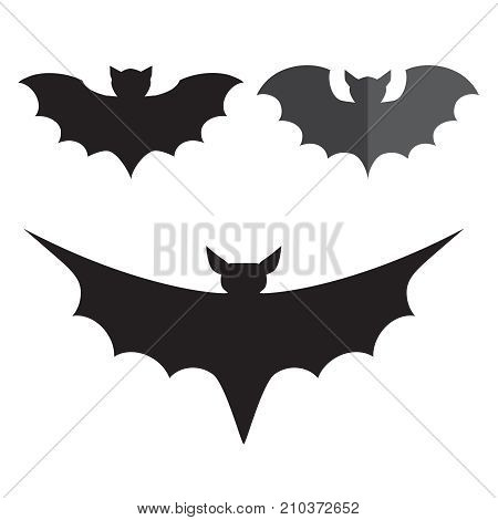 Funny halloween vector mystery vampire silhouettes. Dark spooky bats monsters isolated from white background.
