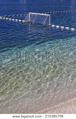 Water polo playground on the beach in Sumartin port on Brac island in Croatia