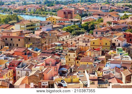 Aerial View Of Colorful Houses In Bosa, Sardinia, Italy
