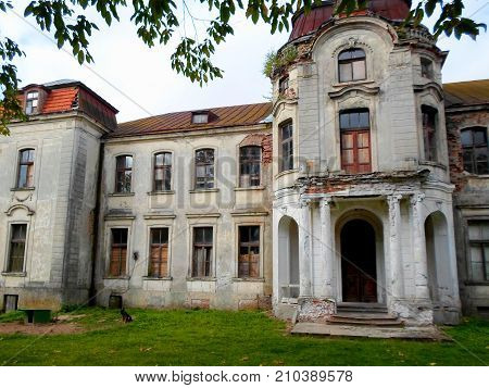 Abandoned palace in Belarus (Zheludok, Grodno region), built in the early twentieth century, example of Art Nouveau style