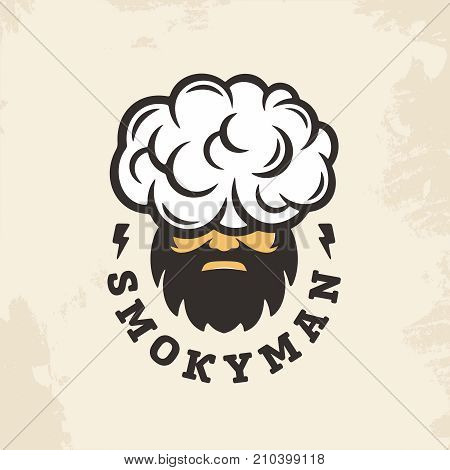 Modern vector professional sign logo smoky man.