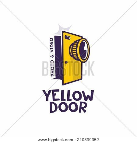 Modern vector professional sign logo yellow door.