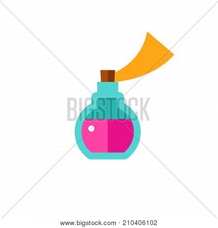 Bottle of pink love potion. Attribute, magic, spellcraft. Magic concept. Can be used for topics like love, witchcraft, attraction spell.