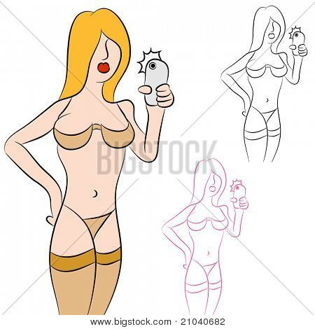An image of a woman taking underwear photo of herself.