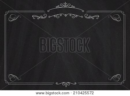 Vector Retro Menu Blackboard Background With Border