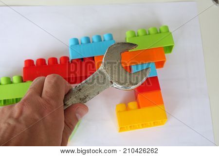 stack of colorful building blocks - the toys