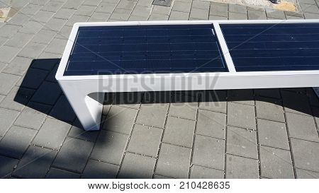 Modern Solar Bench For Using Alternative Energy