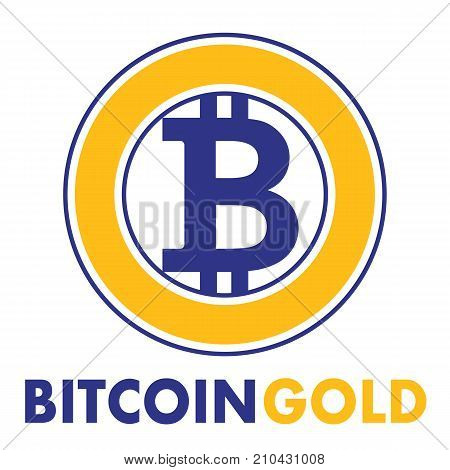 Bitcoin gold sign icon for internet money. Crypto currency symbol and coin image. Fork from original bitcoin blockchain. Isolated colored vector illustration.