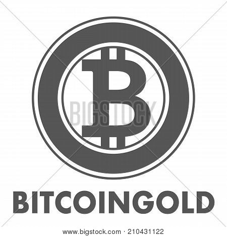 Bitcoin gold sign icon for internet money. Crypto currency symbol and coin image. Fork from original bitcoin blockchain. Isolated gray vector illustration.