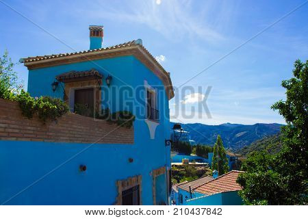 Juzcar smurf village. Malaga province, Costa del Sol, Andalusia, Spain. Picture taken - 22 october 2017.