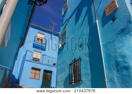 Juzcar smurf village. Malaga province, Costa del Sol, Andalusia, Spain. Picture taken - 22 october 2017.