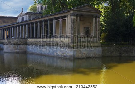 POTSDAM GERMANY - AUG 08 2016: Fragment of the Kaiser Frederick Mausoleum at Sanssouci Park the former summer palace of Frederick the Great King of Prussia