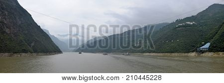 Majestic Three Gorges and Yangtze River in Hubei province in China.