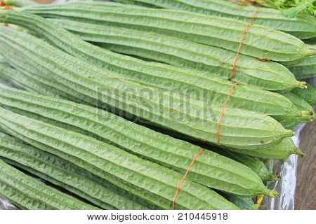 Fresh luffa acutangula for cooking in market