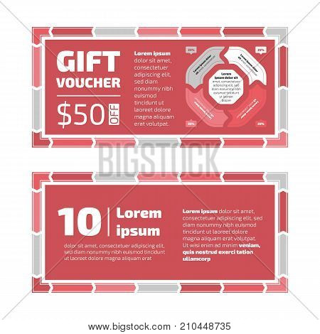 Flat Design Gift voucher or certificate with charts inside