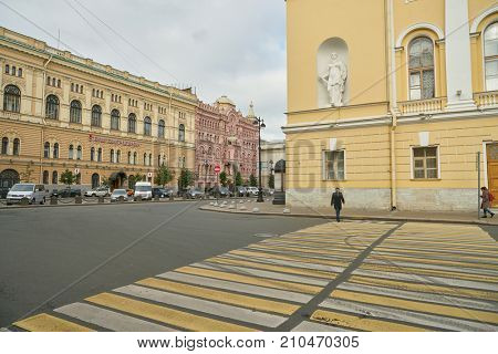 SAINT PETERSBURG - CIRCA SEPTEMBER, 2017: the Alexandrinsky Theatre or Russian State Pushkin Academy Drama Theater in Saint Petersburg