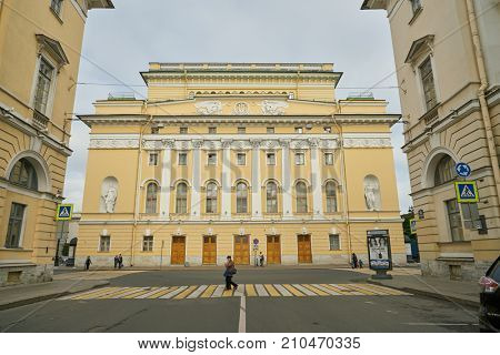 SAINT PETERSBURG - CIRCA SEPTEMBER, 2017: the Alexandrinsky Theatre or Russian State Pushkin Academy Drama Theater in Saint Petersburg