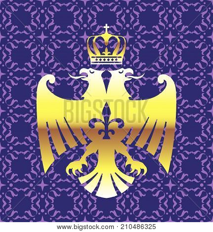 Golden double headed eagle vector royal design