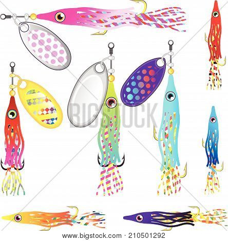 Fishing lures for trolling salmon saltwater illustration