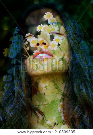 Feminine aspects of nature bloom along with her peaceful and relaxed expression