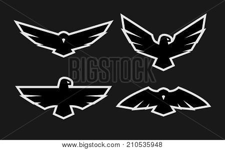 Eagle, a set of monochrome logos on a dark background.