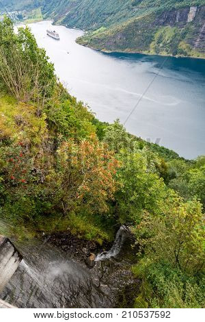 Geiranger fjord Beautiful Nature Norway. It is a 15-kilometre (9.3 mi) long branch off of the Sunnylvsfjorden which is a branch off of the Storfjorden (Great Fjord).