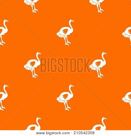 Ostrich pattern repeat seamless in orange color for any design. Vector geometric illustration