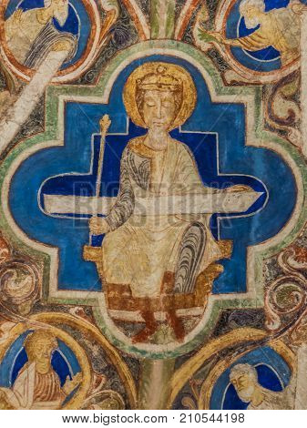 Tree of Jesse a romanesque wall-painting in Bjaresjo church Sweden November 6 2009