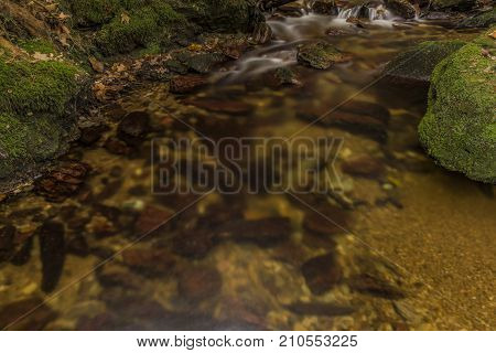 Javori Creek In Krkonose Mountains National Park In Autumn Color Day