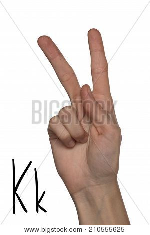 Alphabet for deaf-mutes people with hand gestures and a number letter on a white background