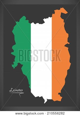 Leinster Map Of Ireland With Irish National Flag Illustration