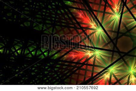 The mosaic composition in golden red green tones. Abstract kaleidoscope background. Beautiful kaleidoscope pattern. Multicolor mosaic texture. Unique design