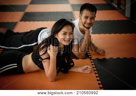 Couple In Love At Gym Sport Club