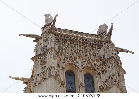 The Tower holy Jacques - Paris, France - Photo taken outdoor, of day and without character. Tourist place. The tower Saint Jacques is an isolated tower, built between 1509 and 1523, raised (drawn up) in the middle of the first Parisian public garden, whic