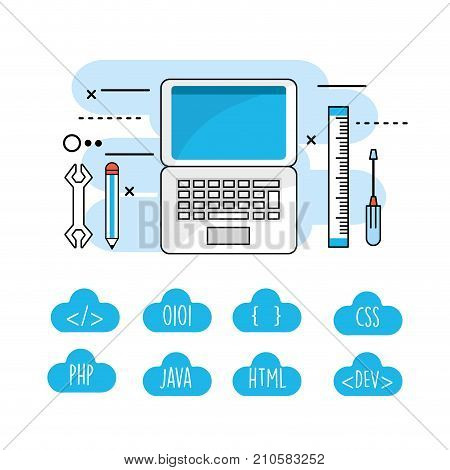 set webside code programmer technology vector illustration